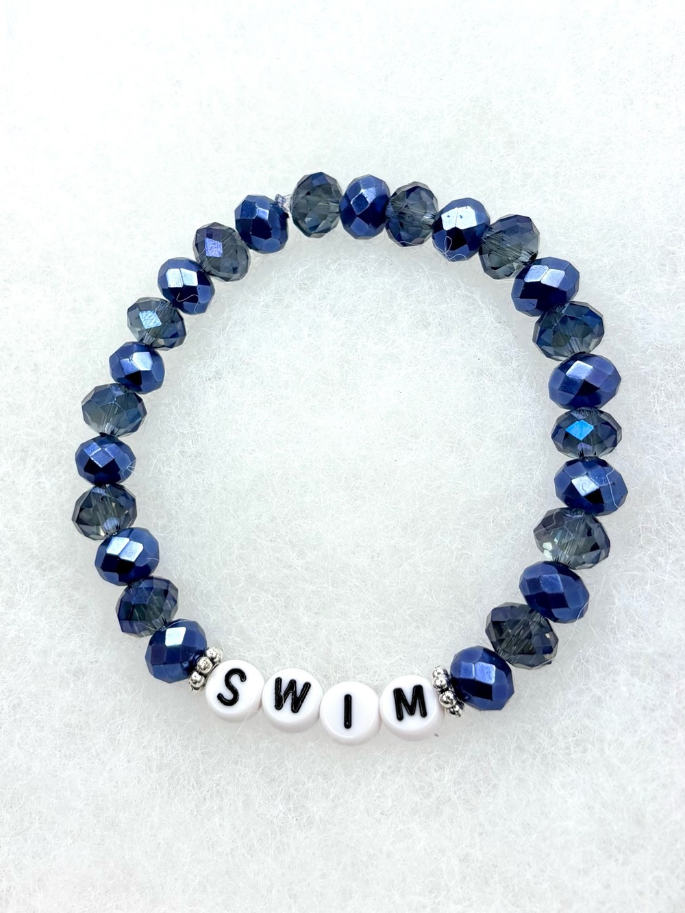 BTS Swim Song Blue/Silver Glass Bead Bracelet